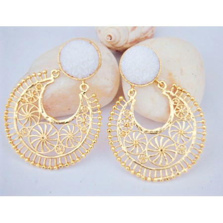 Sophisticate White Gold Filigree Earrings